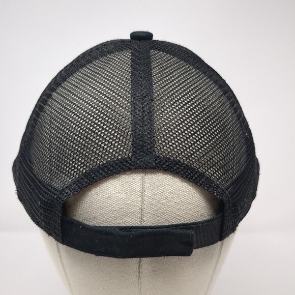 Port Authority Strapback Trucker Hat Black One Size Adjustable Mesh Back Cotton - Picture 6 of 9